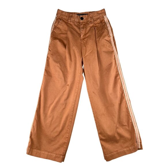 Veronica Beard Jeans Womens Wide-Leg Pants In Rust With Side Stripes Size 24 - Picture 14 of 16